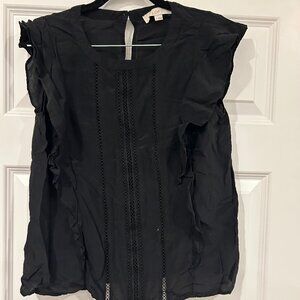 Women's Cap Sleeve Black Blouse